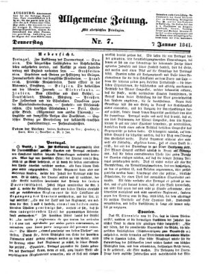 Allgemeine Zeitung Donnerstag 7. Januar 1841