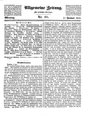 Allgemeine Zeitung Montag 11. Januar 1841