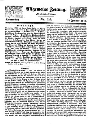 Allgemeine Zeitung Donnerstag 14. Januar 1841