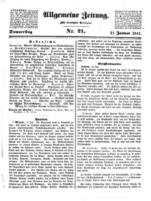Allgemeine Zeitung Donnerstag 21. Januar 1841