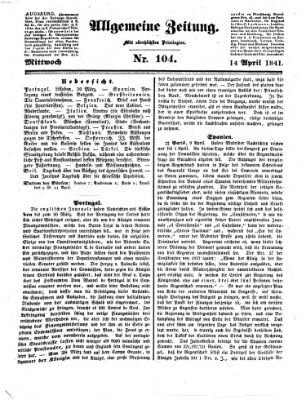 Allgemeine Zeitung Mittwoch 14. April 1841