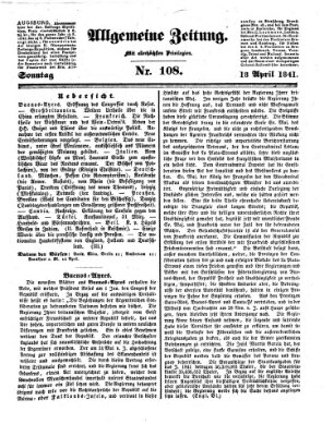 Allgemeine Zeitung Sonntag 18. April 1841