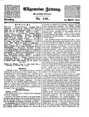 Allgemeine Zeitung Dienstag 20. April 1841