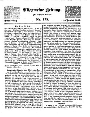 Allgemeine Zeitung Donnerstag 24. Juni 1841
