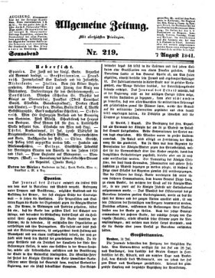 Allgemeine Zeitung Samstag 7. August 1841