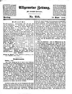 Allgemeine Zeitung Freitag 10. September 1841
