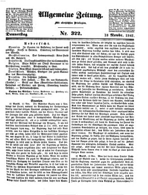 Allgemeine Zeitung Donnerstag 18. November 1841