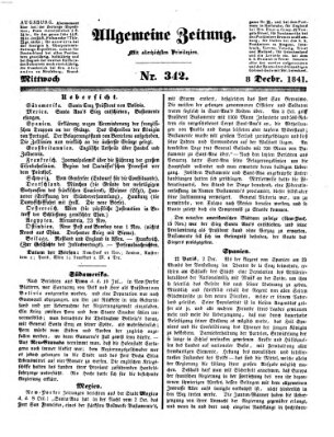 Allgemeine Zeitung Mittwoch 8. Dezember 1841