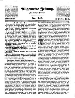 Allgemeine Zeitung Samstag 11. Dezember 1841