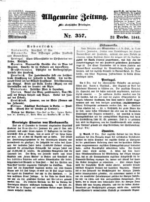 Allgemeine Zeitung Mittwoch 22. Dezember 1841