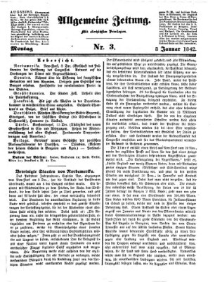 Allgemeine Zeitung Montag 3. Januar 1842