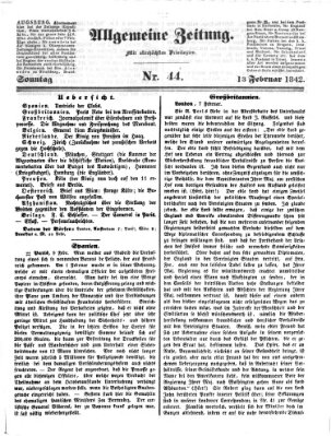 Allgemeine Zeitung Sonntag 13. Februar 1842