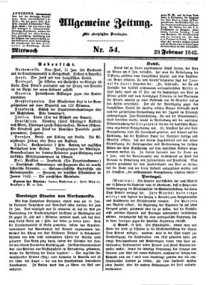 Allgemeine Zeitung Mittwoch 23. Februar 1842