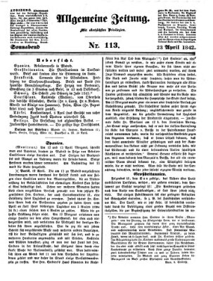 Allgemeine Zeitung Samstag 23. April 1842