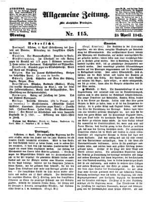 Allgemeine Zeitung Montag 25. April 1842