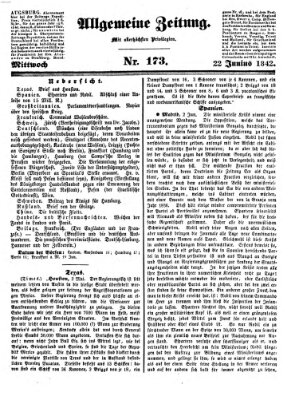 Allgemeine Zeitung Mittwoch 22. Juni 1842