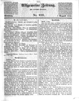 Allgemeine Zeitung Sonntag 7. August 1842