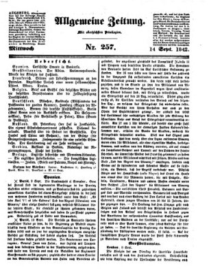 Allgemeine Zeitung Mittwoch 14. September 1842