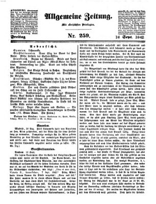 Allgemeine Zeitung Freitag 16. September 1842