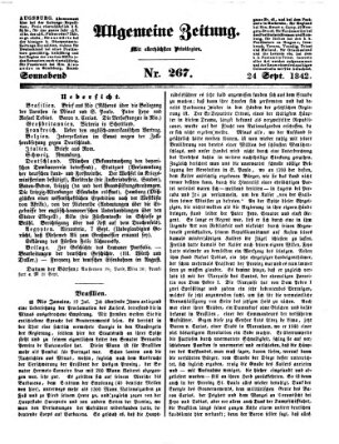 Allgemeine Zeitung Samstag 24. September 1842