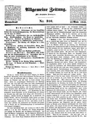 Allgemeine Zeitung Samstag 12. November 1842
