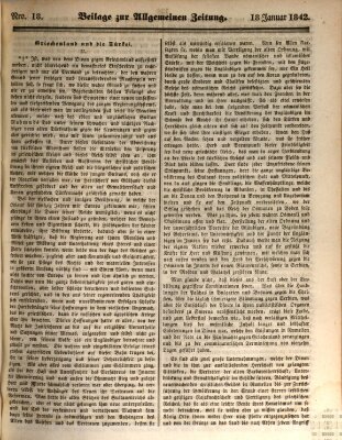 Allgemeine Zeitung Dienstag 18. Januar 1842
