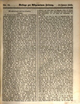 Allgemeine Zeitung Mittwoch 19. Januar 1842