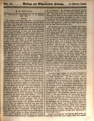 Allgemeine Zeitung Montag 14. Februar 1842