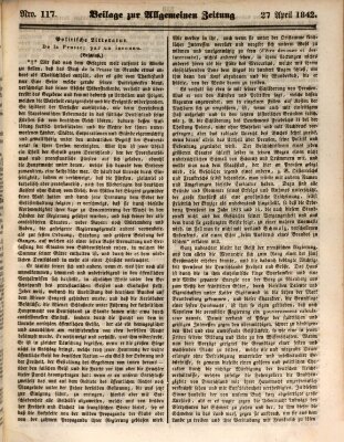 Allgemeine Zeitung Mittwoch 27. April 1842