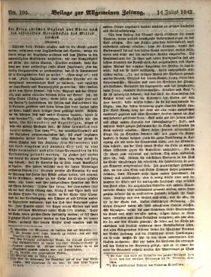 Allgemeine Zeitung Donnerstag 14. Juli 1842