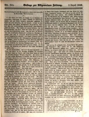 Allgemeine Zeitung Mittwoch 3. August 1842