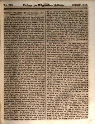 Allgemeine Zeitung Samstag 6. August 1842