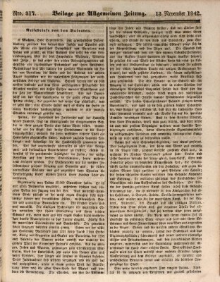 Allgemeine Zeitung Sonntag 13. November 1842