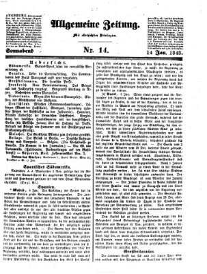 Allgemeine Zeitung Samstag 14. Januar 1843