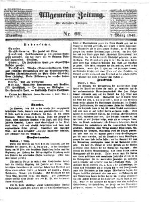 Allgemeine Zeitung Dienstag 7. März 1843