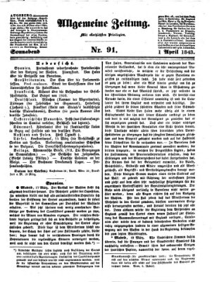 Allgemeine Zeitung Samstag 1. April 1843