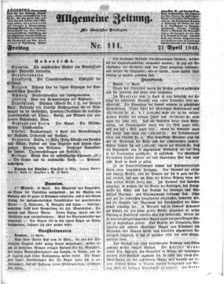Allgemeine Zeitung Freitag 21. April 1843