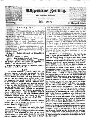 Allgemeine Zeitung Sonntag 6. August 1843