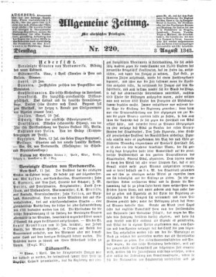 Allgemeine Zeitung Dienstag 8. August 1843