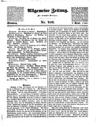 Allgemeine Zeitung Sonntag 3. September 1843
