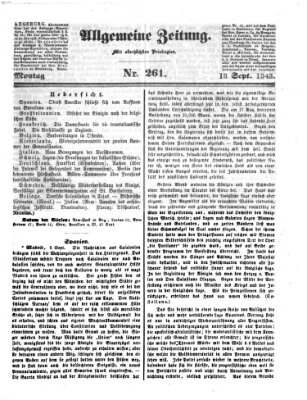 Allgemeine Zeitung Montag 18. September 1843