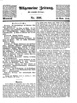 Allgemeine Zeitung Mittwoch 22. November 1843