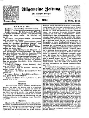 Allgemeine Zeitung Donnerstag 30. November 1843
