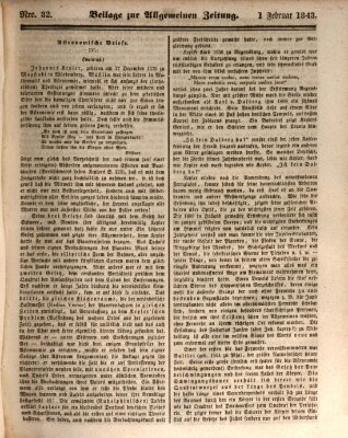 Allgemeine Zeitung Mittwoch 1. Februar 1843