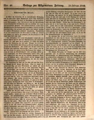 Allgemeine Zeitung Mittwoch 15. Februar 1843