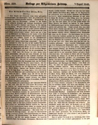 Allgemeine Zeitung Montag 7. August 1843
