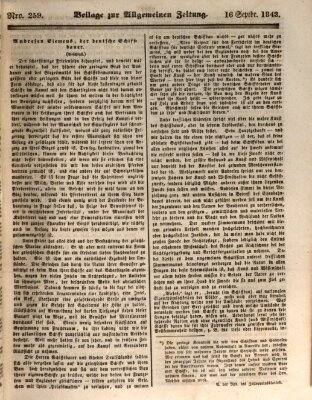 Allgemeine Zeitung Samstag 16. September 1843