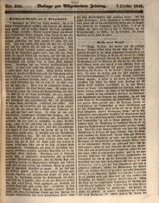 Allgemeine Zeitung Samstag 7. Oktober 1843