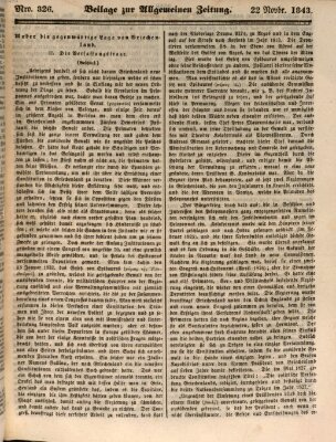Allgemeine Zeitung Mittwoch 22. November 1843