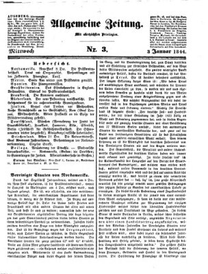 Allgemeine Zeitung Mittwoch 3. Januar 1844